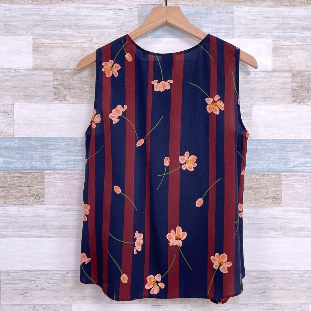 Cabi Scroll Sleeveless Button Up Top Blue Red Flo… - image 3